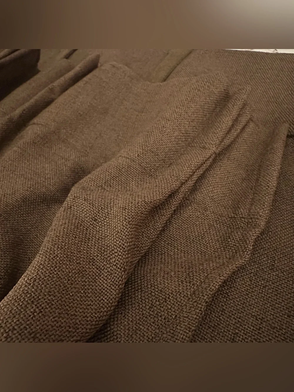 Brown Pinch Pleated Linen Curtains Semi Sheer Memory Trained 42”x102” 3 sets New